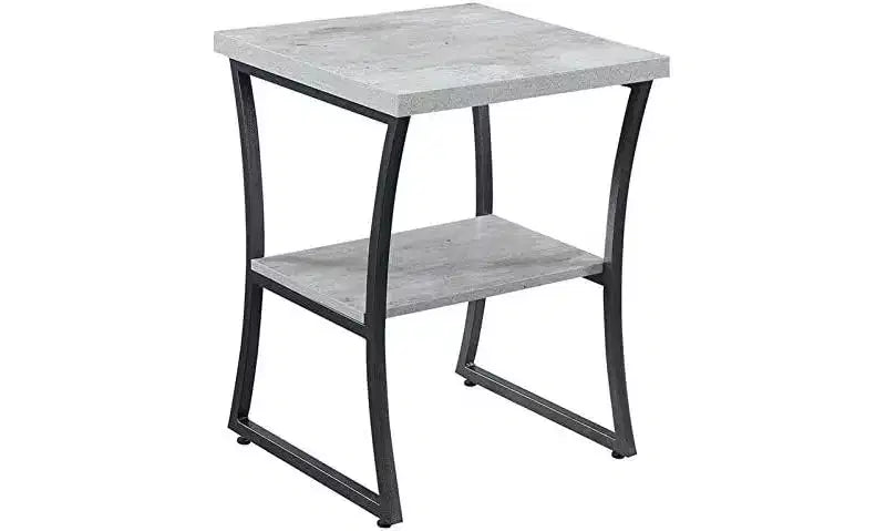 HomeStock Belmont Contemporary End Table with Powder Coated Metal Frame, Sturdy Bottom Shelf and Stylish Minimalist Modern Look