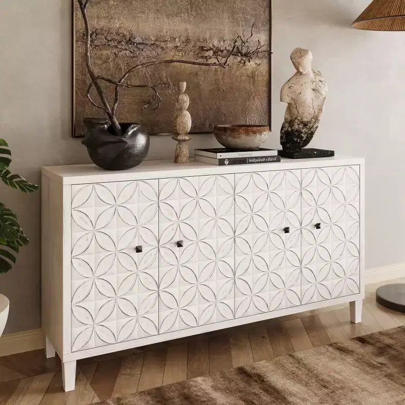 GDFStudio Sophia Madia moderna a buffet da 152 cm con 4 ante e ripiani regolabili