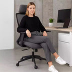 Okak Computer Chair with High Back, Office Chair with Headrest and Wheels, Mesh Desk Chair for Office, Study, Reading Room