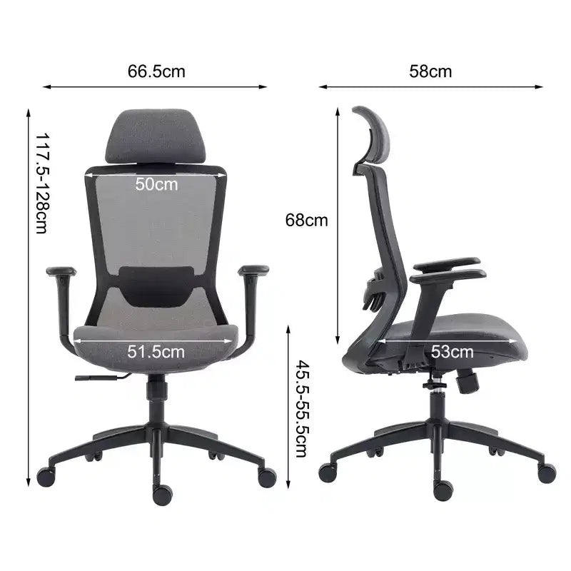 Okak Computer Chair with High Back, Office Chair with Headrest and Wheels, Mesh Desk Chair for Office, Study, Reading Room