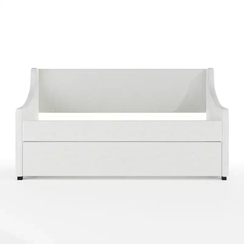 Letto da giorno doppio Martha Stewart con letto estraibile doppio in lino sintetico bianco sporco