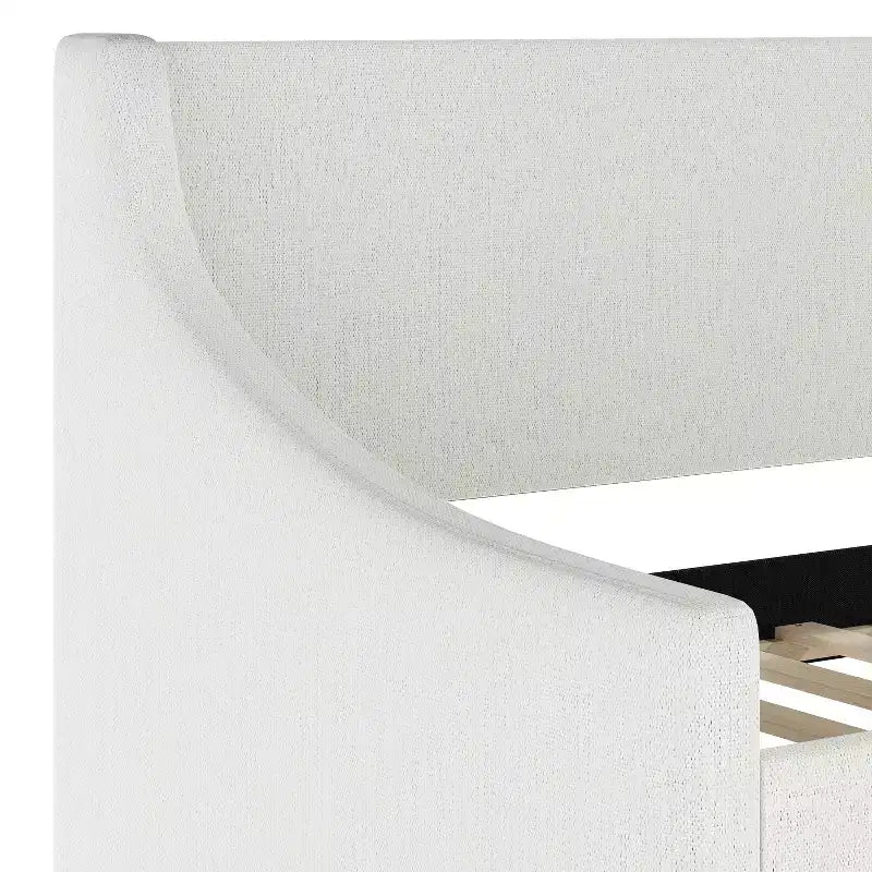 Letto da giorno doppio Martha Stewart con letto estraibile doppio in lino sintetico bianco sporco