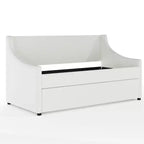 Letto da giorno doppio Martha Stewart con letto estraibile doppio in lino sintetico bianco sporco