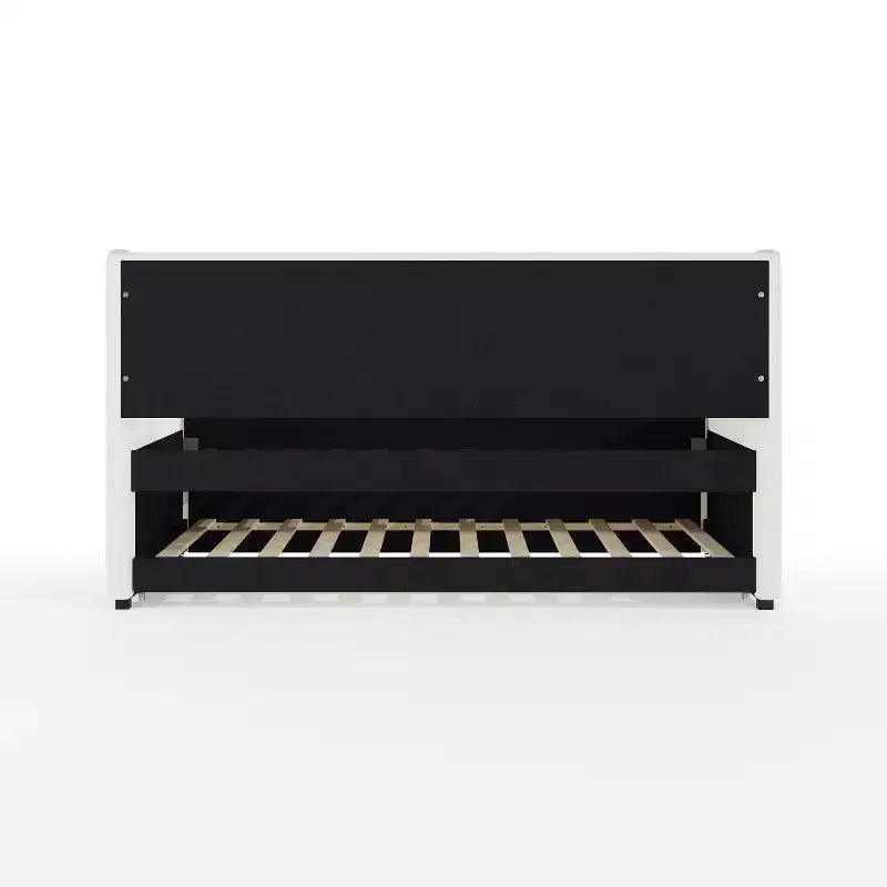 Letto da giorno doppio Martha Stewart con letto estraibile doppio in lino sintetico bianco sporco