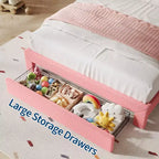 Struttura letto CuisinSmart Twin/Full/Queen, testiera regolabile e cassetto portaoggetti, letto a piattaforma imbottito in bouclé per bambini, tessuto in pile d'agnello