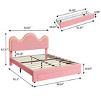 Struttura letto CuisinSmart Twin/Full/Queen, testiera regolabile e cassetto portaoggetti, letto a piattaforma imbottito in bouclé per bambini, tessuto in pile d'agnello