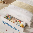 Struttura letto CuisinSmart Twin/Full/Queen, testiera regolabile e cassetto portaoggetti, letto a piattaforma imbottito in bouclé per bambini, tessuto in pile d'agnello