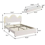 Struttura letto CuisinSmart Twin/Full/Queen, testiera regolabile e cassetto portaoggetti, letto a piattaforma imbottito in bouclé per bambini, tessuto in pile d'agnello
