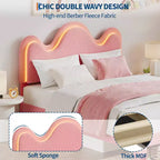 Struttura letto CuisinSmart Twin/Full/Queen, testiera regolabile e cassetto portaoggetti, letto a piattaforma imbottito in bouclé per bambini, tessuto in pile d'agnello