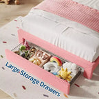 Struttura letto CuisinSmart Twin/Full/Queen, testiera regolabile e cassetto portaoggetti, letto a piattaforma imbottito in bouclé per bambini, tessuto in pile d'agnello