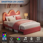 Struttura letto CuisinSmart Twin/Full/Queen, testiera regolabile e cassetto portaoggetti, letto a piattaforma imbottito in bouclé per bambini, tessuto in pile d'agnello