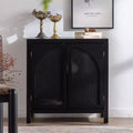 GDFStudio Bevier Mid-Century Rattan Sideboard Buffet Cabinet with Adjustable Shelves