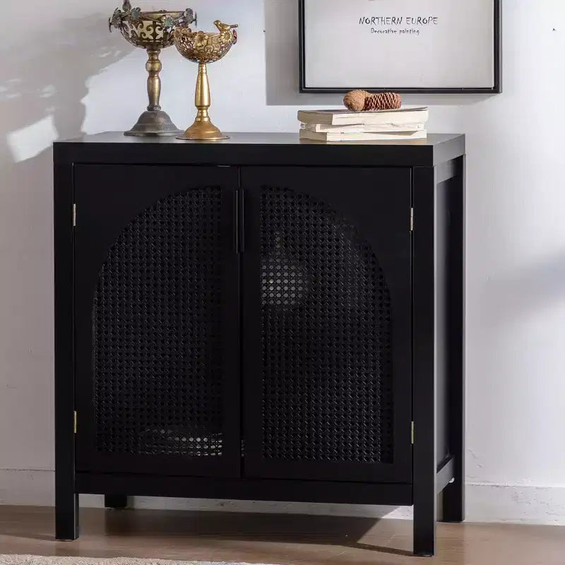 GDFStudio Bevier Credenza a buffet in rattan di metà secolo con ripiani regolabili
