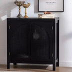 GDFStudio Bevier Credenza a buffet in rattan di metà secolo con ripiani regolabili