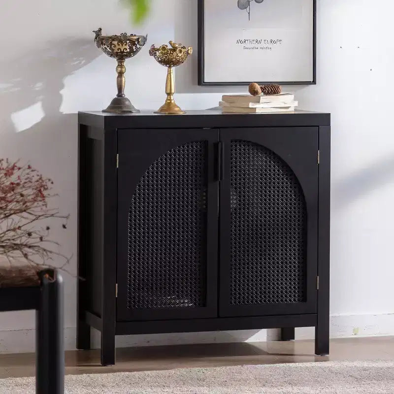 GDFStudio Bevier Credenza a buffet in rattan di metà secolo con ripiani regolabili