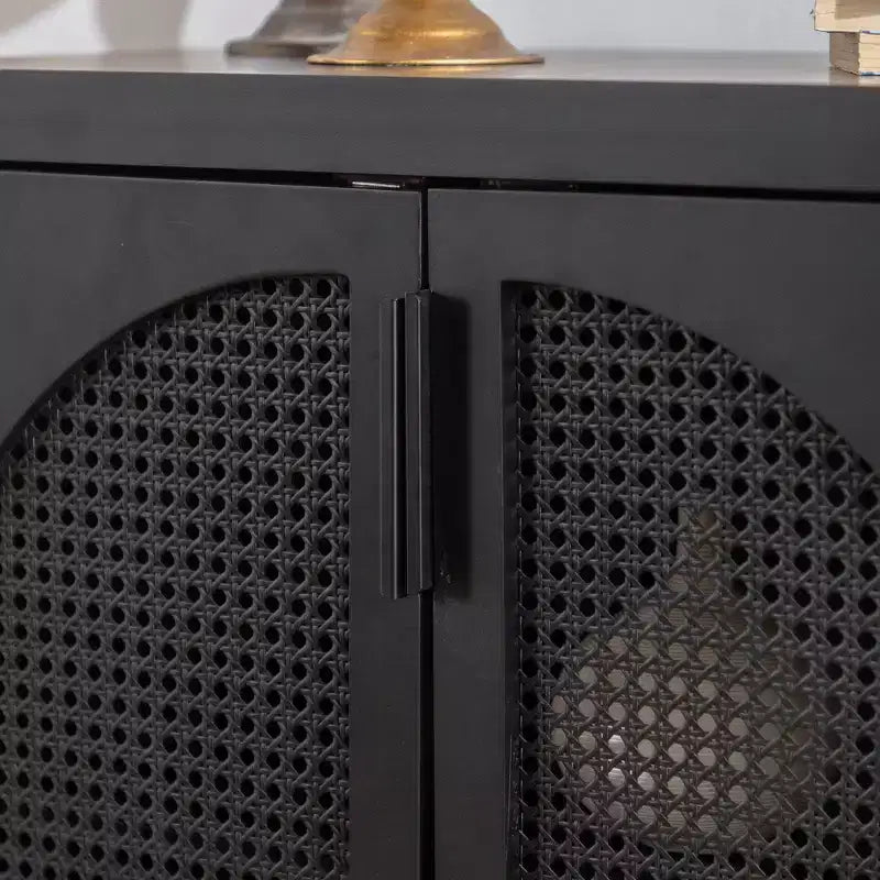 GDFStudio Bevier Credenza a buffet in rattan di metà secolo con ripiani regolabili