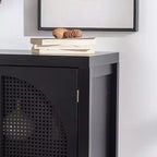 GDFStudio Bevier Credenza a buffet in rattan di metà secolo con ripiani regolabili