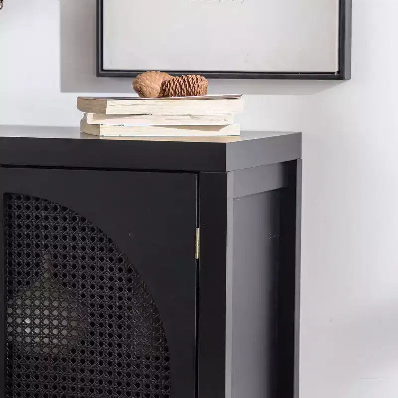 GDFStudio Bevier Credenza a buffet in rattan di metà secolo con ripiani regolabili