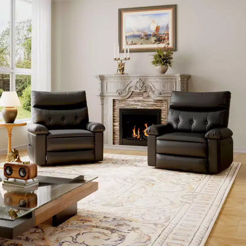 Poltrona reclinabile girevole a dondolo oversize – Recliner manuale extra large in pelle PU per adulti, grande poltrona pigra con braccioli e schienale in spugna 1,5 volte più comodi