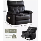 Poltrona reclinabile girevole a dondolo oversize – Recliner manuale extra large in pelle PU per adulti, grande poltrona pigra con braccioli e schienale in spugna 1,5 volte più comodi