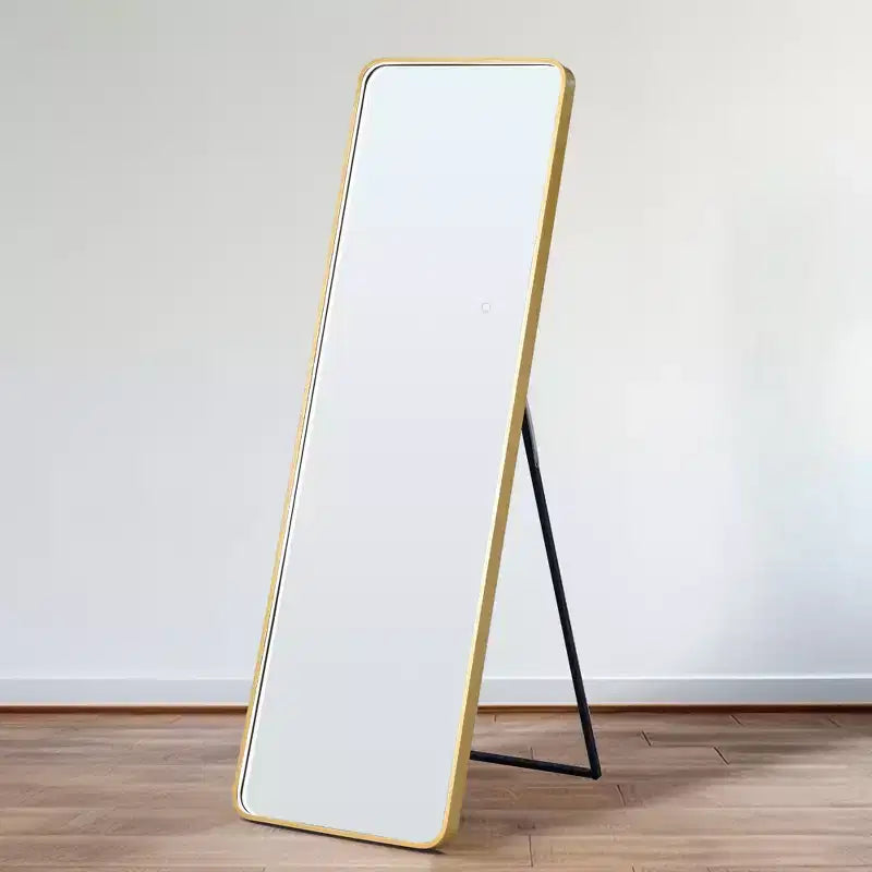 Okak 64*17in Modern Round Corner Standing Mirror, Mutifunction Full Body Mirror with Hanging Hole, Wall Mirror for Dressing Room, Living Room