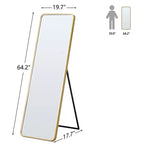 Okak 64*17in Modern Round Corner Standing Mirror, Mutifunction Full Body Mirror with Hanging Hole, Wall Mirror for Dressing Room, Living Room