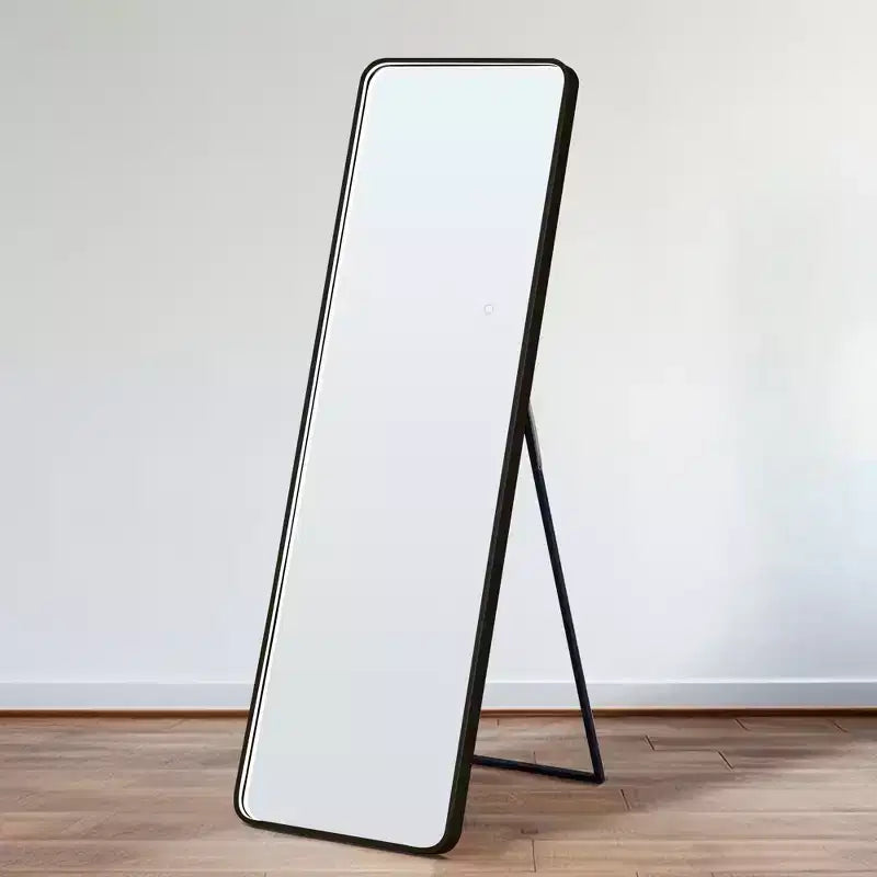 Okak 64*17in Modern Round Corner Standing Mirror, Mutifunction Full Body Mirror with Hanging Hole, Wall Mirror for Dressing Room, Living Room