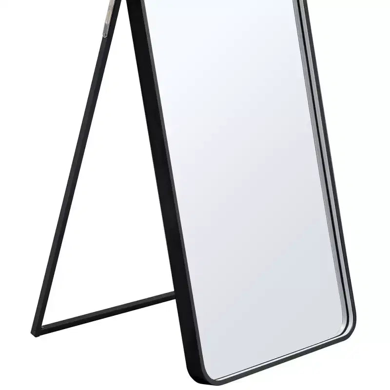 Okak 64*17in Modern Round Corner Standing Mirror, Mutifunction Full Body Mirror with Hanging Hole, Wall Mirror for Dressing Room, Living Room