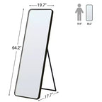 Okak 64*17in Modern Round Corner Standing Mirror, Mutifunction Full Body Mirror with Hanging Hole, Wall Mirror for Dressing Room, Living Room