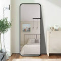 Okak 64*17in Modern Round Corner Standing Mirror, Mutifunction Full Body Mirror with Hanging Hole, Wall Mirror for Dressing Room, Living Room
