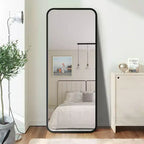 Okak 64*17in Modern Round Corner Standing Mirror, Mutifunction Full Body Mirror with Hanging Hole, Wall Mirror for Dressing Room, Living Room