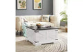 Zevemomo Farmhouse Square Coffee Table with Storage for Living Room, 31 Wood Storage Farmhouse Coffee Tables with Dual Flip-Top Lids, White