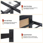 Rattan Bed Frame with Headboard LED Lights, Storage and Footboard Easy Assembly, No Box Spring Needed