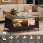 Coffee Table, 40.9'' Modern Coffee Table with Storage - Rattan Accent Living Room Table 2 Drawers/Doors (Farmhouse/Metal Legs)