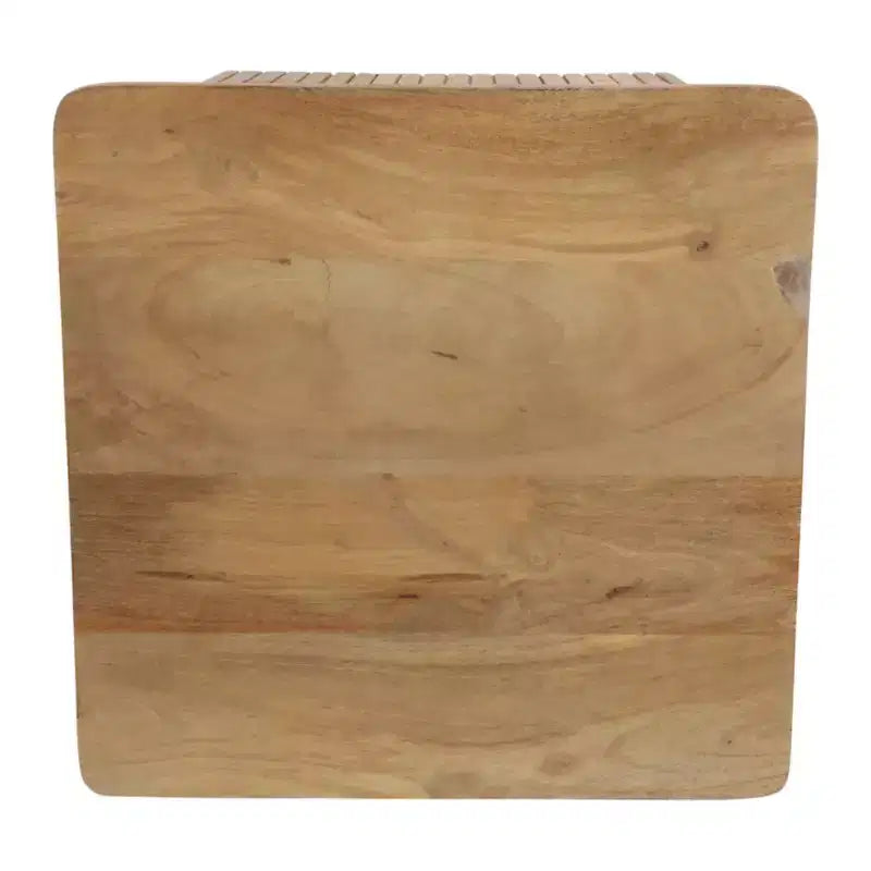 Tavolino con design a coste quadrate - Comodino, mobile d'accento utilizzabile come tavolino - Tavolino compatto dal look moderno - 20, legno naturale