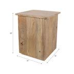 Tavolino con design a coste quadrate - Comodino, mobile d'accento utilizzabile come tavolino - Tavolino compatto dal look moderno - 20, legno naturale