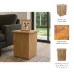 Tavolino con design a coste quadrate - Comodino, mobile d'accento utilizzabile come tavolino - Tavolino compatto dal look moderno - 20, legno naturale