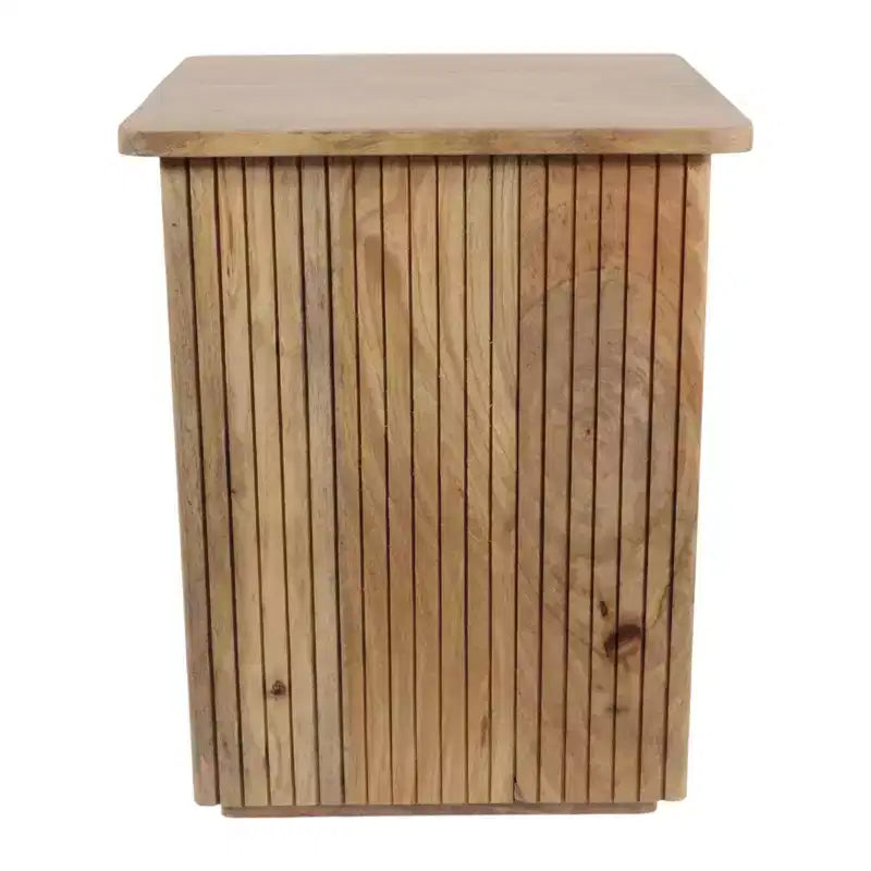 Tavolino con design a coste quadrate - Comodino, mobile d'accento utilizzabile come tavolino - Tavolino compatto dal look moderno - 20, legno naturale