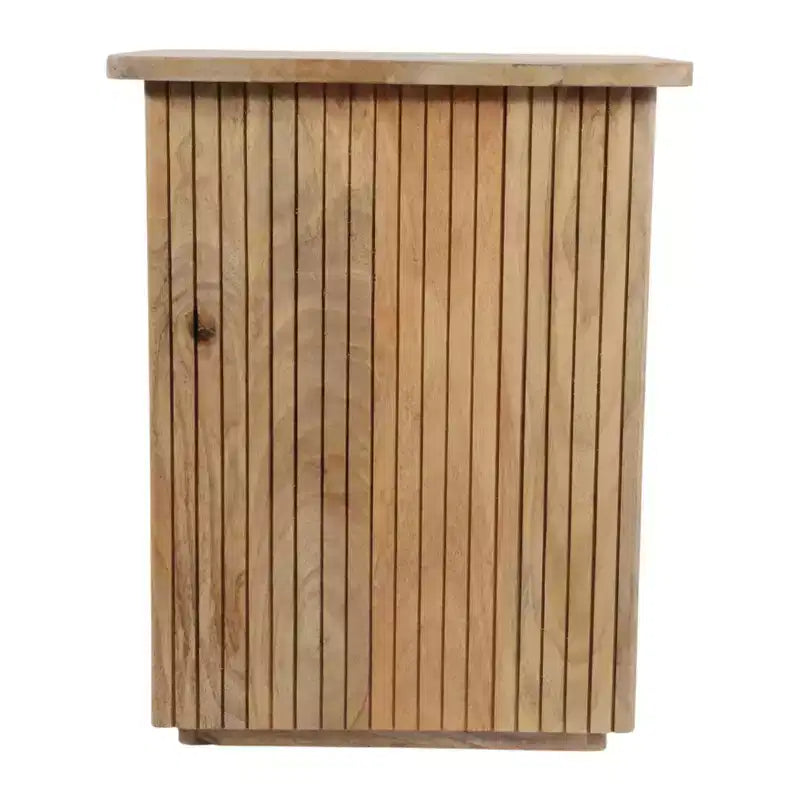 Tavolino con design a coste quadrate - Comodino, mobile d'accento utilizzabile come tavolino - Tavolino compatto dal look moderno - 20, legno naturale