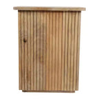 Tavolino con design a coste quadrate - Comodino, mobile d'accento utilizzabile come tavolino - Tavolino compatto dal look moderno - 20, legno naturale