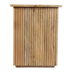 Tavolino con design a coste quadrate - Comodino, mobile d'accento utilizzabile come tavolino - Tavolino compatto dal look moderno - 20, legno naturale