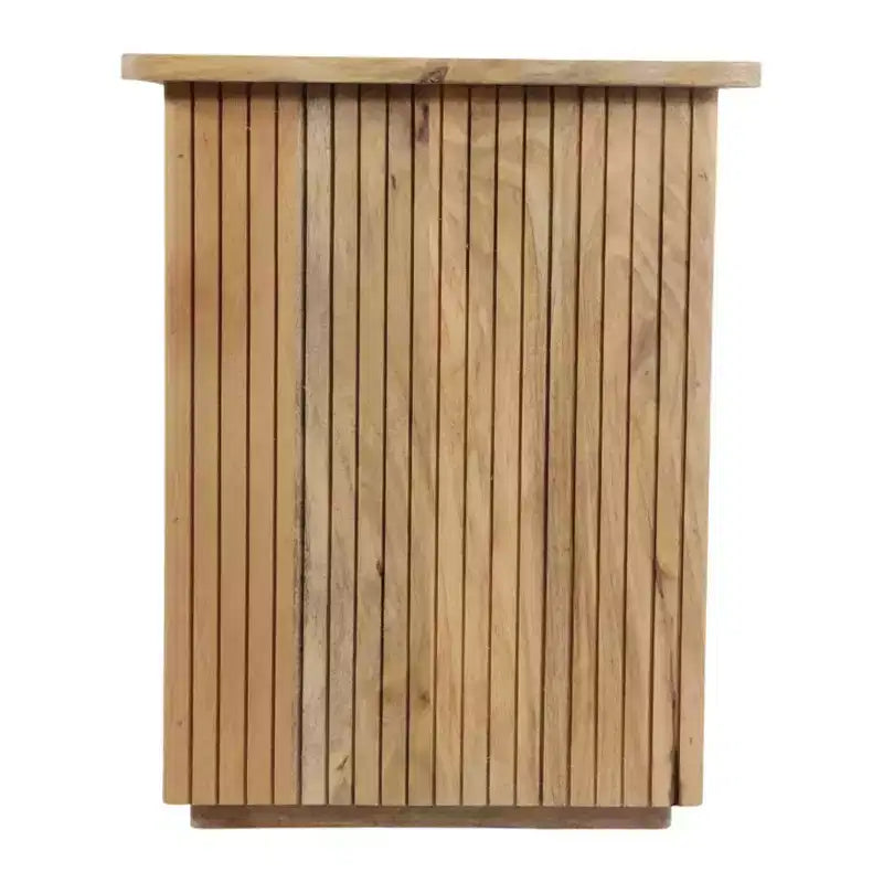 Tavolino con design a coste quadrate - Comodino, mobile d'accento utilizzabile come tavolino - Tavolino compatto dal look moderno - 20, legno naturale