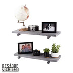 RESTORE Ripiani Riverstone Grey da 60 cm con Staffe Dritte di Pipe Decor