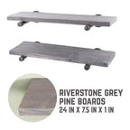 RESTORE Ripiani Riverstone Grey da 60 cm con Staffe Dritte di Pipe Decor