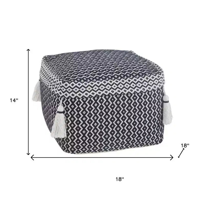HomeRoots Pouf/Poggiapiedi Ottomano Geometrico in Cotone Blu 18