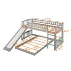 Floor Bunk Bed with Slide and Stairs, Low Bunk Bed Twin over Twin with Storage, Wood Twin Bunk Bed for Toddlers Kids