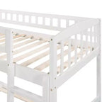 Floor Bunk Bed with Slide and Stairs, Low Bunk Bed Twin over Twin with Storage, Wood Twin Bunk Bed for Toddlers Kids
