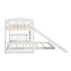 Floor Bunk Bed with Slide and Stairs, Low Bunk Bed Twin over Twin with Storage, Wood Twin Bunk Bed for Toddlers Kids