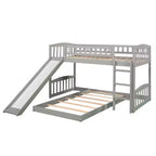 Floor Bunk Bed with Slide and Stairs, Low Bunk Bed Twin over Twin with Storage, Wood Twin Bunk Bed for Toddlers Kids
