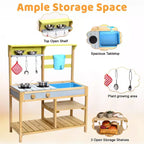 Cucina di Fango per Bambini, Cucina Giocattolo in Legno da Esterno per Bambini, Regalo per Bambine e Bambini dai 3 Anni in su